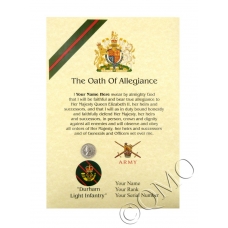 DLI Durham Light Infantry Oath Of Allegiance Certificate